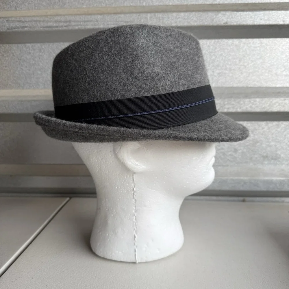 Biltmore 1917 Mens Fedora Trilby Gray Wool Hat Size Large In Black Ribbon